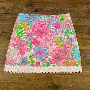 Lilly Pulitzer Skirt Floral with Lace Trim Size 10